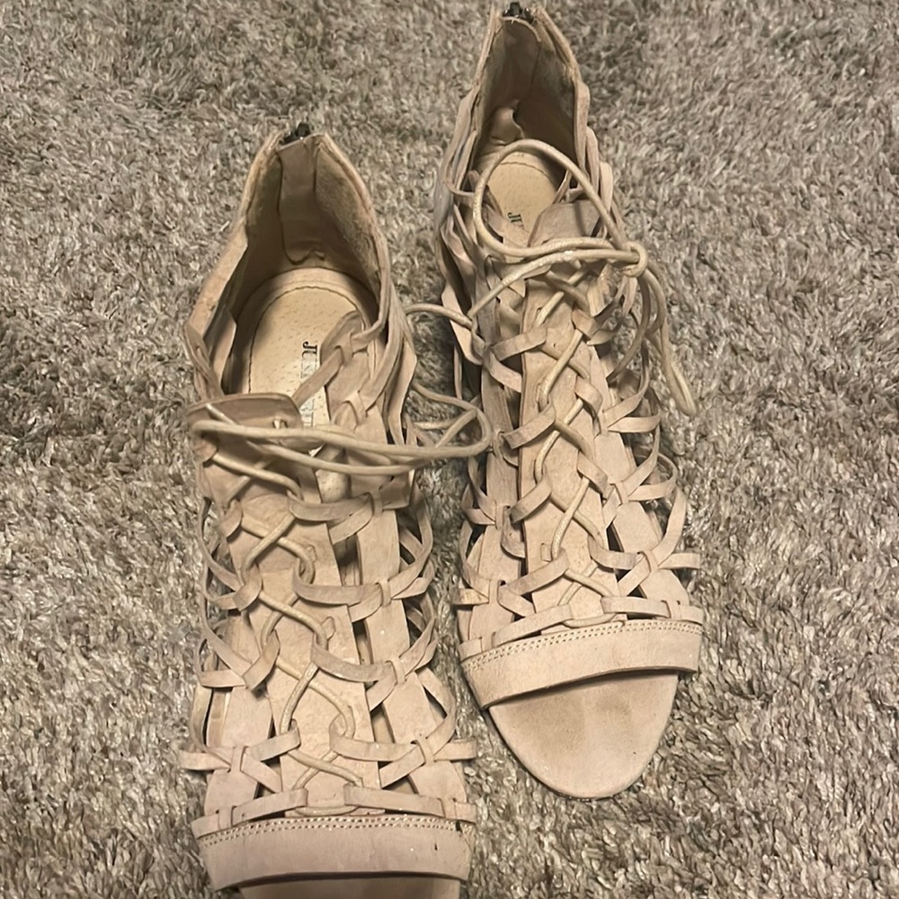 Tan lace up heels